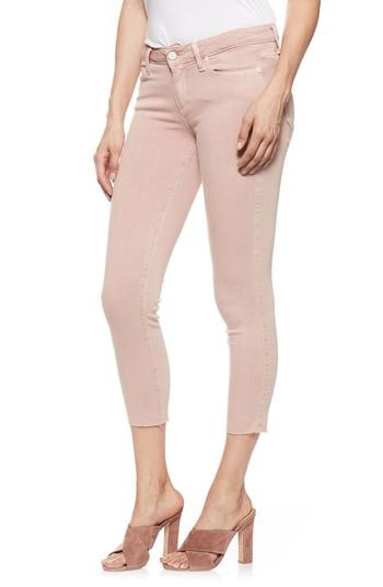 Women's Paige Transcend - Verdugo Raw Hem Crop Skinny Jeans - Pink