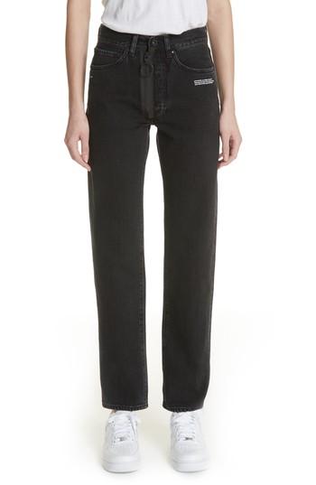 Women's Off-white Classic Straight Leg Jeans - Black
