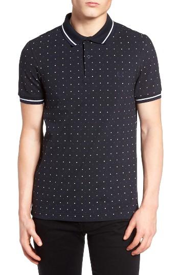 Men's Fred Perry Square Dot Pique Polo - Blue