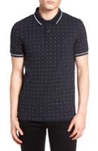 Men's Fred Perry Square Dot Pique Polo - Blue