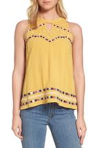 Women's Thml Embroidered Keyhole Blouse - Yellow