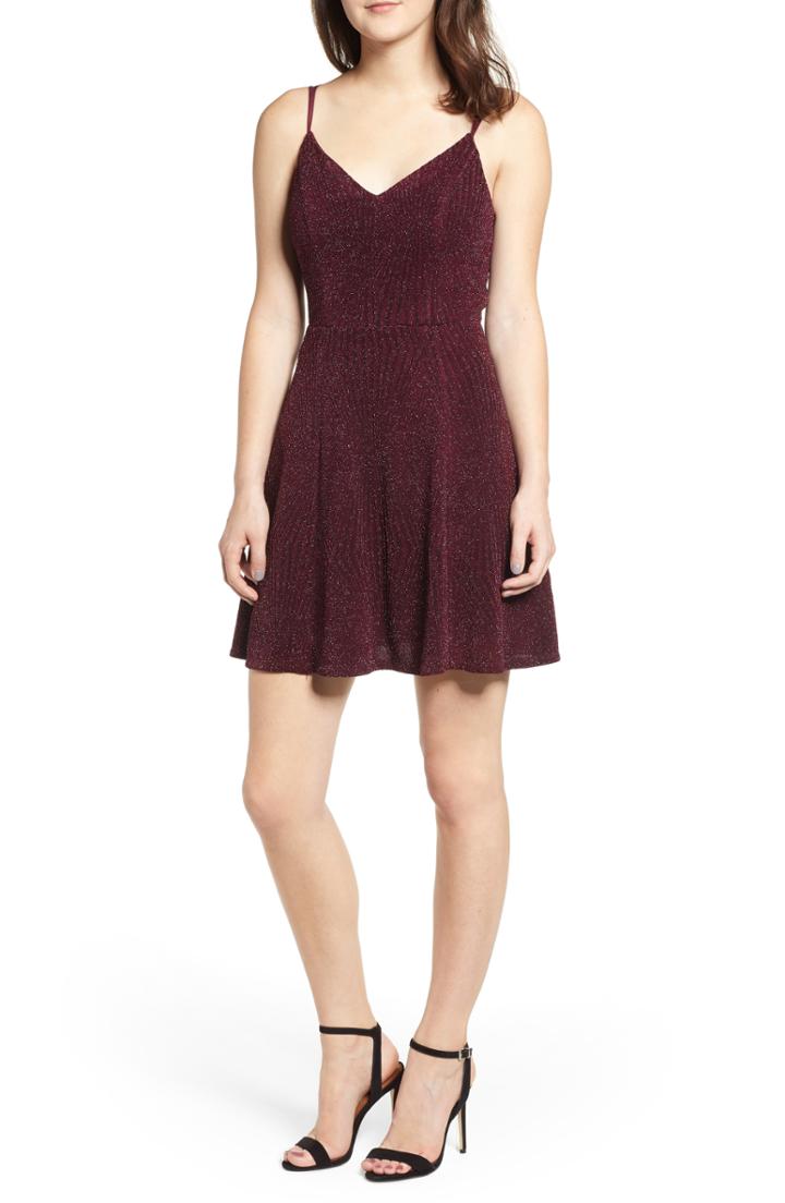 Women's Love, Nickie Lew Glitter Knit Strappy Skater Dress - Brown