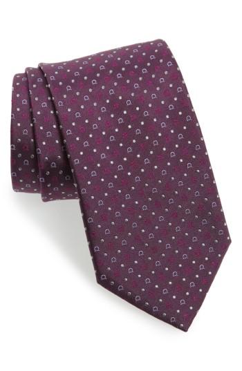 Men's Salvatore Ferragamo Gancini Silk Tie, Size - Purple