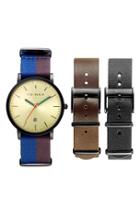 Men's Ted Baker London 'smart Casual' Leather & Canvas Strap Watch Set, 40mm