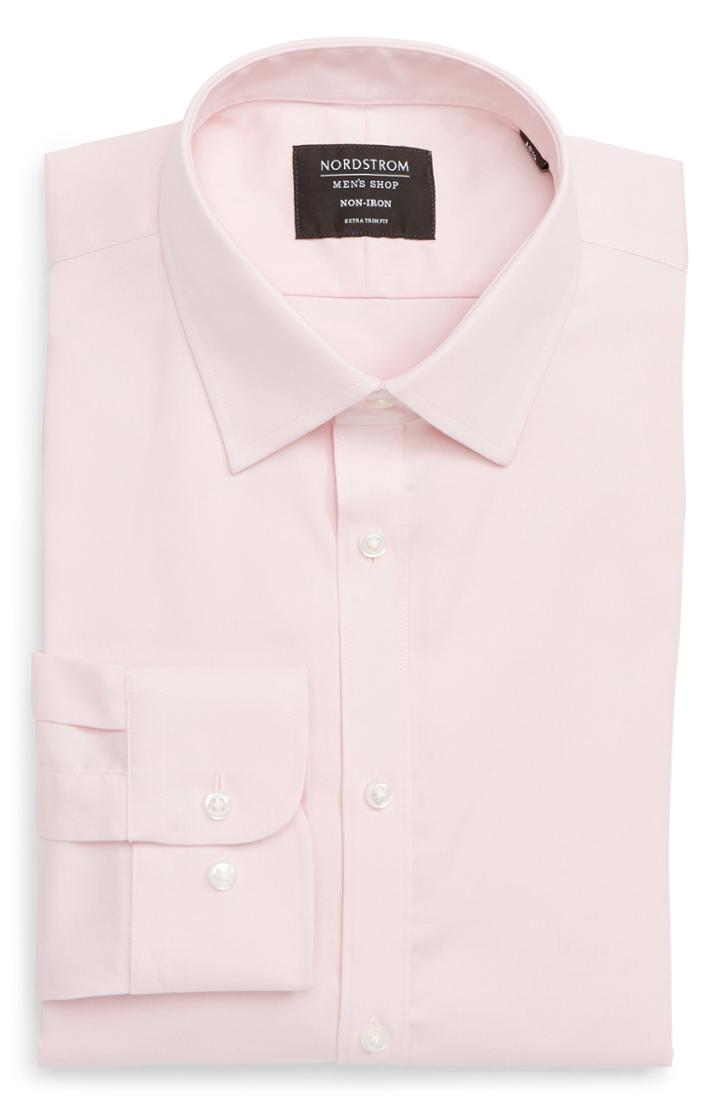 Men's Nordstrom Men's Shop Extra Trim Fit Non-iron Solid Dress Shirt .5 - 32/33 - Pink
