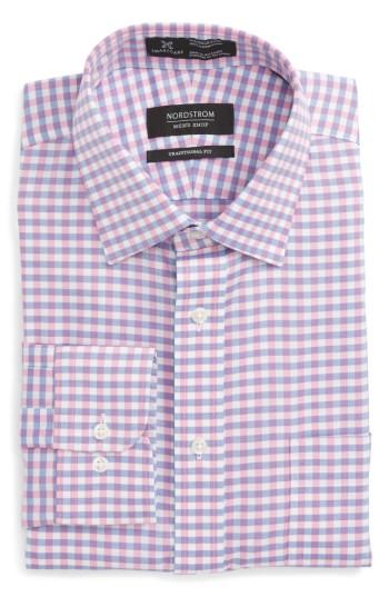 Men's Nordstrom Men's Shop Smartcare(tm) Traditional Fit Check Dress Shirt .5 32/33 - Pink