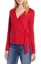 Women's Halogen Ballet Wrap Ponte Knit Top, Size - Red