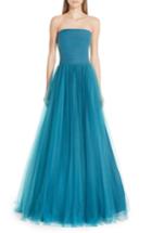 Women's Badgley Mischka Platinum Strapless Tulle Ballgown - Blue/green