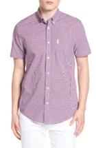Men's Ben Sherman Mini House Gingham Modern Fit Short Sleeve Shirt - Pink