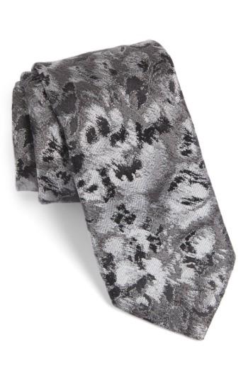 Men's Ted Baker London Moonlight Abstract Floral Silk Tie, Size - Grey