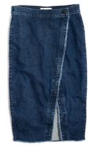 Women's Madewell Raw Hem Denim Midi Skirt - Blue
