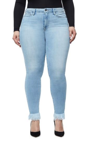 Women's Good American Good Waist High Waist Frayed Ankle Skinny Jeans