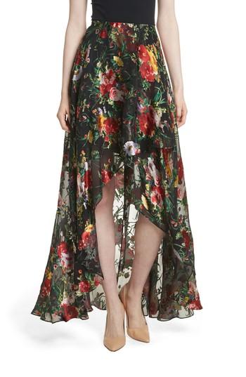 Women's Alice + Olivia Floral Faux Wrap Maxi Skirt - Black
