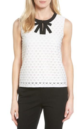 Women's Cece Bow Front Jacquard Knit Top - White