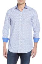 Men's Bugatchi Shaped Fit Dot Print Sport Shirt - Blue