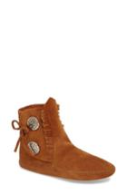 Women's Minnetonka Two-button Softsole Bootie .5 M - Brown