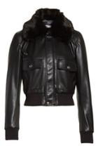 Women's Givenchy Faux Leather Jacket With Faux Fur Collar Us / 44 Fr - Black
