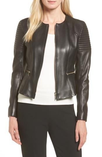 Women's Boss Sakumaya Leather Jacket R - Black