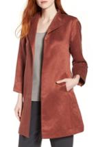 Women's Eileen Fisher High Collar Long Jacket - Brown