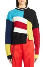 Women's Msgm Pieced Cable Knit Sweater - Black