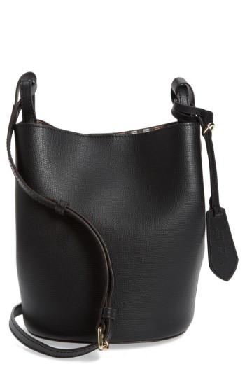 Burberry Small Lorne Leather Bucket Bag - Black