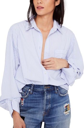 Women's Free People Tie It In A Bow Shirt - Blue