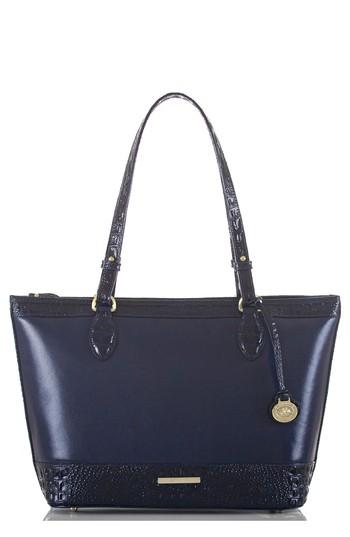 Brahmin Medium Quincy - Asher Leather Tote - Blue