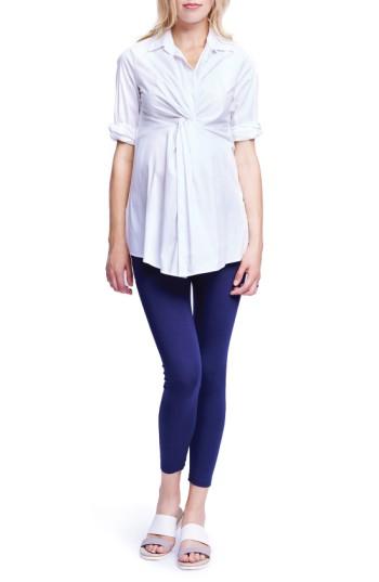 Women's Maternal America Twist Front Maternity Tunic - White