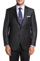 Men's Peter Millar Classic Fit Windowpane Wool Sport Coat R Eu - Black