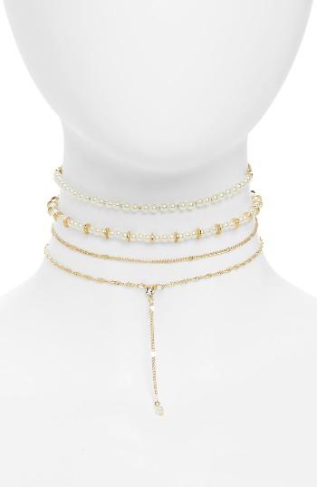 Women's Topshop Set Of 4 Imitation Pearl Chokers