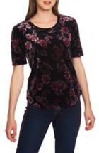 Women's 1.state Gallant Garden Stretch Velvet Puff Sleeve Top - Blue