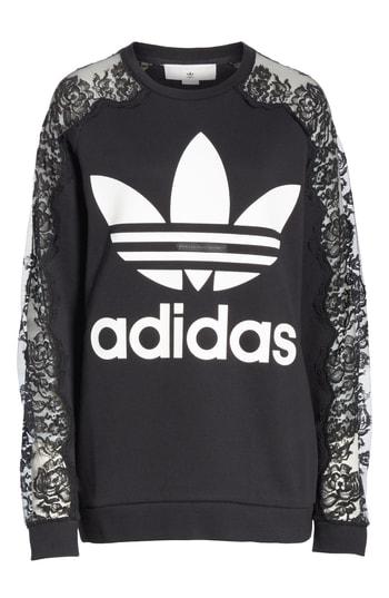 Women's Stella Mccartney Lace Inset Adidas Logo Sweatshirt
