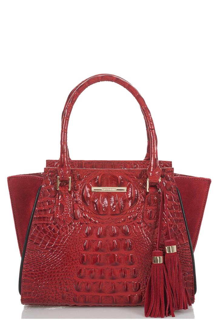 Brahmin Mini Priscilla Croc Embossed Leather Satchel - Red