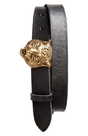 Men's Gucci Tiger Buckle Belt Eu - Black