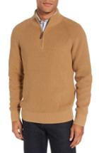 Men's Nordstrom Men's Shop Ribbed Quarter Zip Sweater - Beige