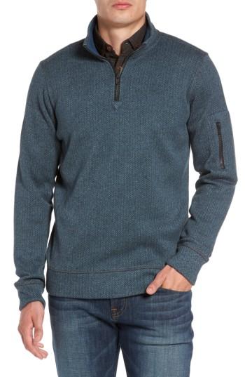 Men's Jeremiah Lance Herringbone Zip Mock Neck Sweater - Blue