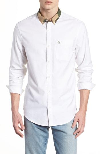 Men's Original Penguin Camo Collar Oxford Shirt - White