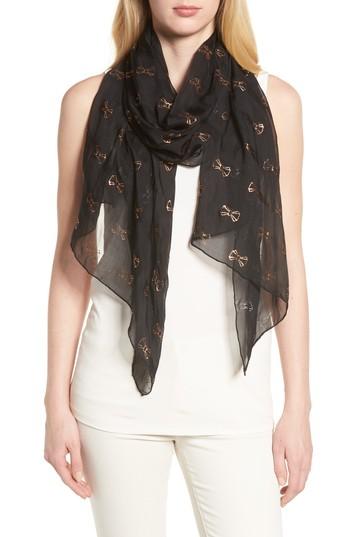 Women's Ted Baker London Jacquard Bow Silk Scarf, Size - Black