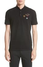 Men's The Kooples Applique Patches Band Collar Polo