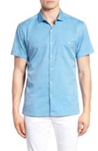 Men's Tori Richard Seas The Day Trim Fit Cotton & Silk Camp Shirt - Blue