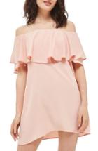 Women's Topshop Bardot Popover Shift Dress Us (fits Like 0-2) - Pink