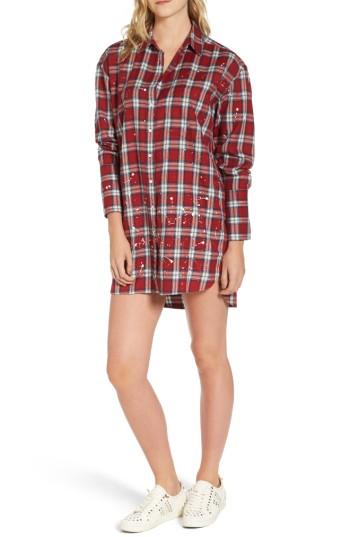 Women's Dl1961 Rivington & Essex Plaid Shirtdress - Red