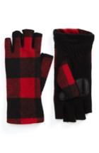 Women's Echo Plaid Fingerless Gloves - Red