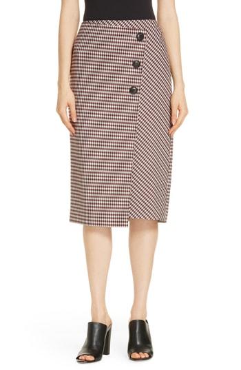 Women's Lewit Check Faux Wrap Skirt - Burgundy