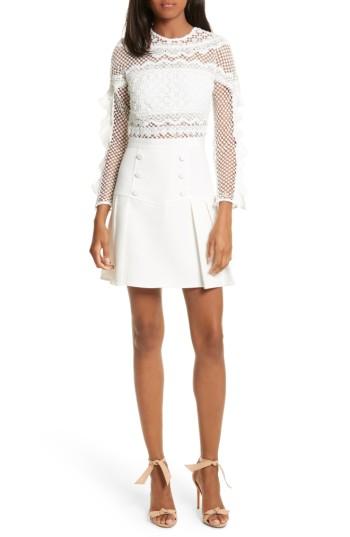Women's Self-portrait Bellis Lace Fit & Flare Dress - White