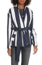 Women's Lewit Stripe Tie Waist Blazer With Vest Insert - Blue