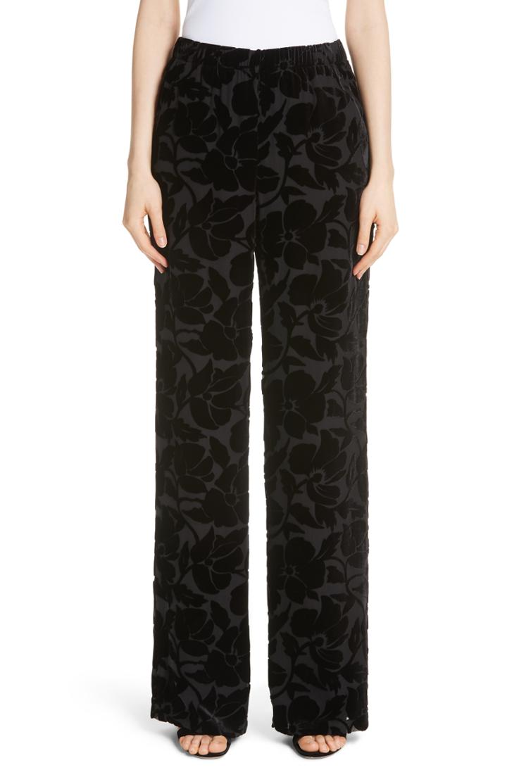 Women's St. John Collection Wide Leg Burnout Velvet Pants