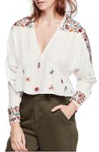 Women's Free People Ava Embroidered Blouse - Ivory