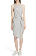 Women's Grey Jason Wu Stripe Tie Front Dress - White