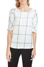 Women's Vince Camuto Puff Shoulder Windowpane Top - Black